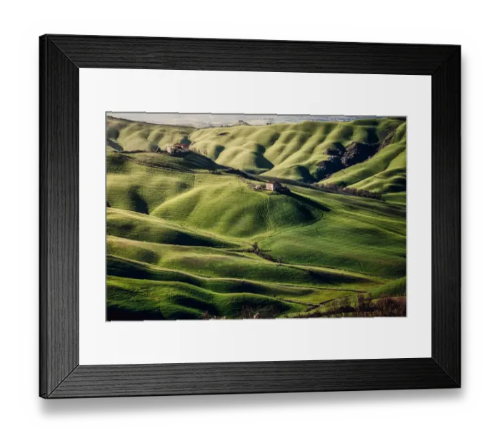Framed Print : Tuscany, springtime landscape and green rolling hills Framed Print : Tuscany, springtime landscape and green rolling hills