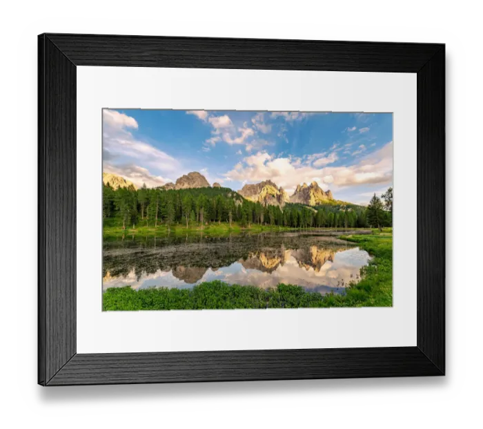 Framed Print : Dolomites Alps reflections in Antorno Lake, Tre Cime di Lavaredo Framed Print : Dolomites Alps reflections in Antorno Lake, Tre Cime di Lavaredo