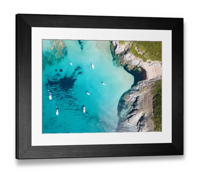 Framed Print : Scenic seascape near Anse d Aliso, Corsica, France, directly above view on water Framed Print : Scenic seascape near Anse d Aliso, Corsica, France, directly above view on water
