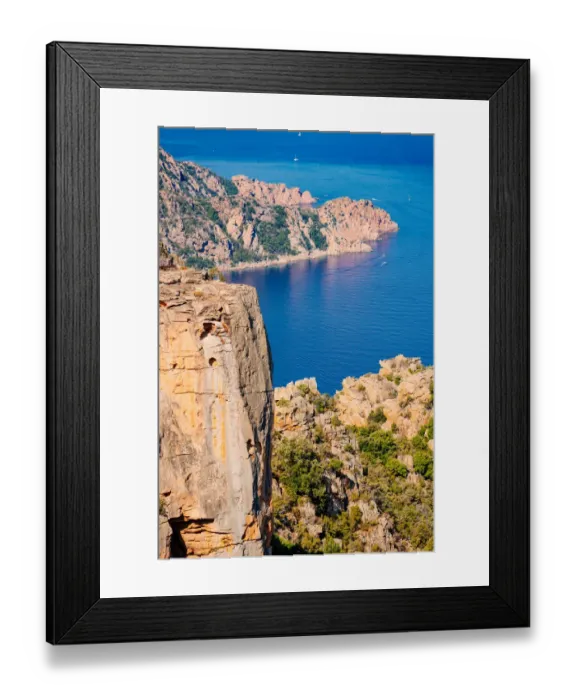 Framed Print : Calanques de Piana badlands and cliffs on the mediterranean sea, Corse, France