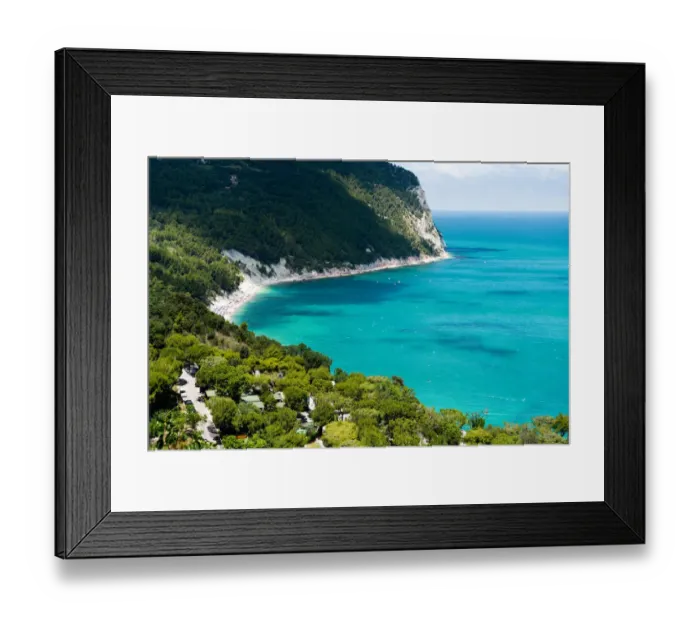 Framed Print : Riviera del Conero, seascape from above, Marche, Italy Framed Print : Riviera del Conero, seascape from above, Marche, Italy