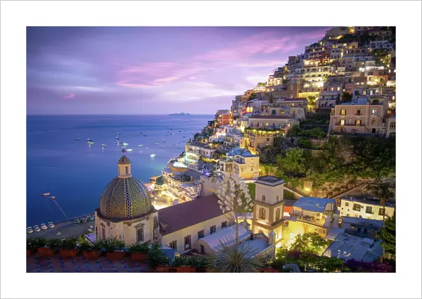 Positano, Amalfi Coast, Campania, Sorrento, Italy. View of the town