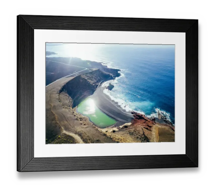 Framed Print : El Golfo green lake near the Ocean, Lanzarote, Canary Islands. Very unique aerial view Framed Print : El Golfo green lake near the Ocean, Lanzarote, Canary Islands. Very unique aerial view