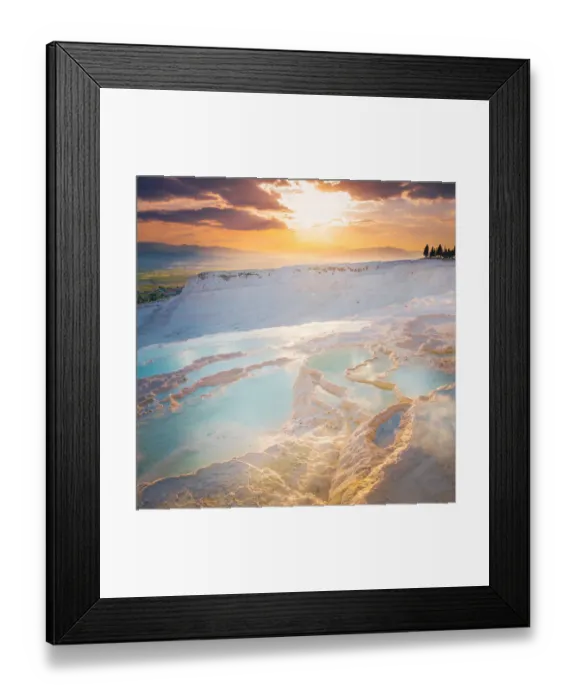 Framed Print : Pamukkale travertine natural pools at sunset Framed Print : Pamukkale travertine natural pools at sunset