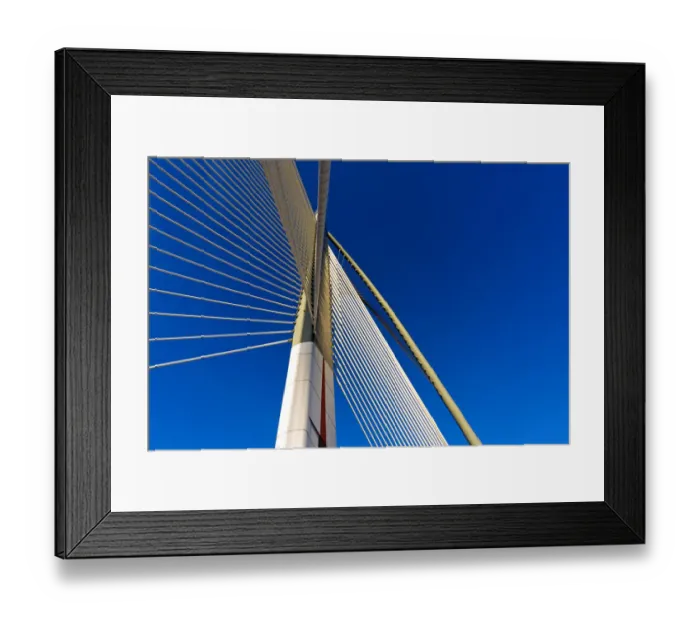 Framed Print : Details of Suspension Bridge Cable Against Blue Sky Framed Print : Details of Suspension Bridge Cable Against Blue Sky