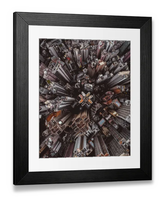 Framed Print : Aerial perspective of skyscrapers in Mid Levels district, Hong Kong Island Framed Print : Aerial perspective of skyscrapers in Mid Levels district, Hong Kong Island