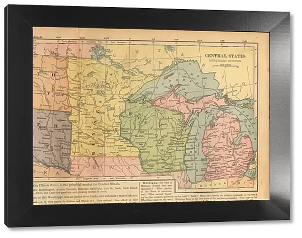 Northern Central States of the United States of America Antique Victorian Engraved