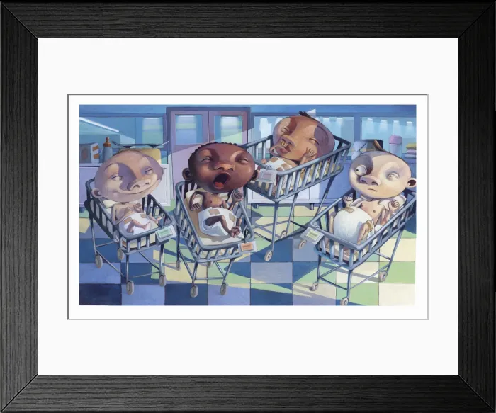 Framed Print : Illustration of Newborn Babies in a Delivery Ward Framed Print : Illustration of Newborn Babies in a Delivery Ward