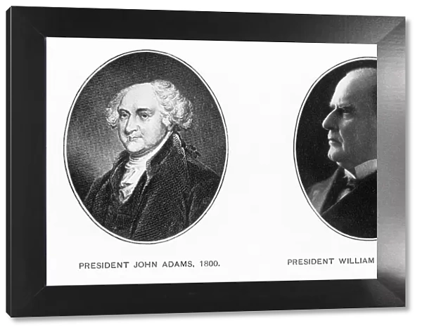 Early Illustration of Presidents John Adams and William McKinley
