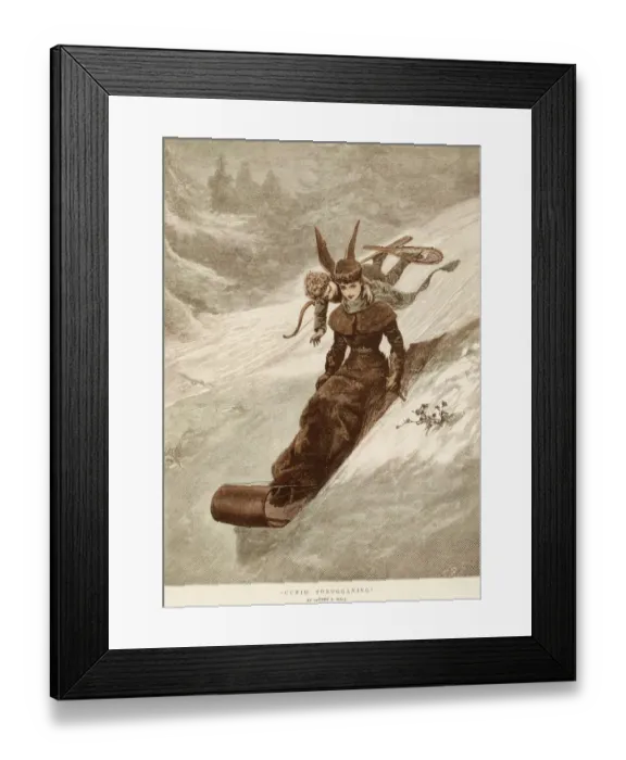 Framed Print : Cupid Tobogganing Framed Print : Cupid Tobogganing