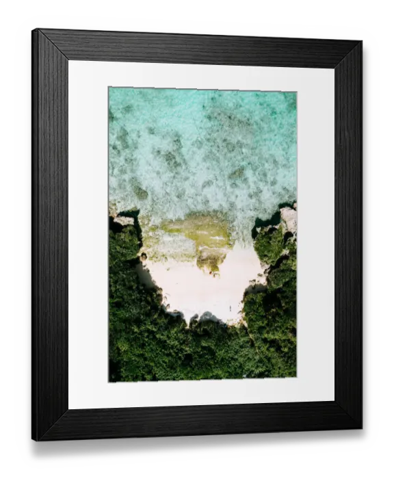 Framed Print : Secluded tropical beach from above, Okinawa, Japan Framed Print : Secluded tropical beach from above, Okinawa, Japan