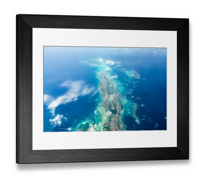 Framed Print : Aerial view of tropical island with coral reefs, Miyako-jima, Okinawa, Japan Framed Print : Aerial view of tropical island with coral reefs, Miyako-jima, Okinawa, Japan