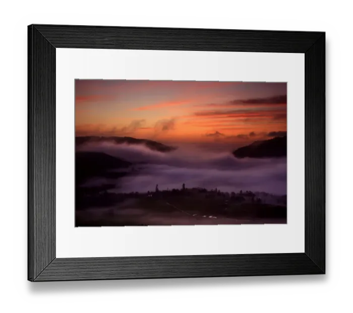 Framed Print : Mist valley with dawn Light - Dunkeld