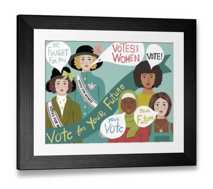 Framed Print : 19th Amendment Votes for Women Illustration