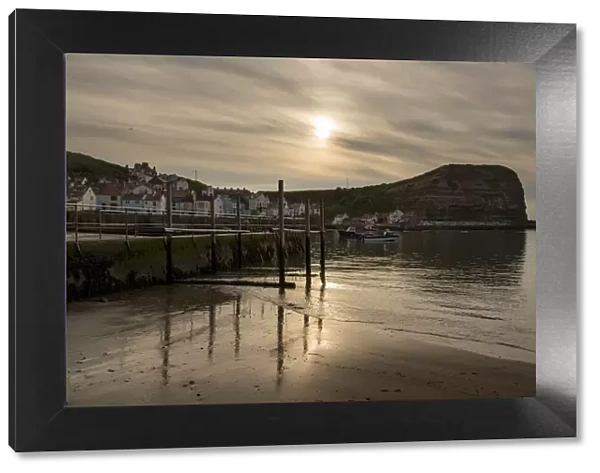 Sunset at Staithes harbour, North Yorkshire, England