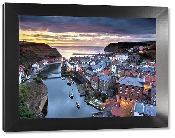 The seaside fishing village of Staithes in Yorkshire at sunrise