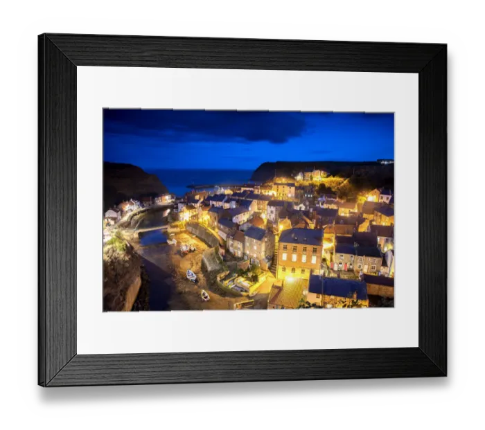 Framed Print : The seaside village of Staithes in Yorkshire at night Framed Print : The seaside village of Staithes in Yorkshire at night