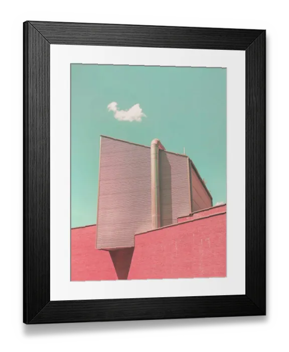 Framed Print : Surreal minimal architecture with geometric volumes and psychedelic colors Framed Print : Surreal minimal architecture with geometric volumes and psychedelic colors