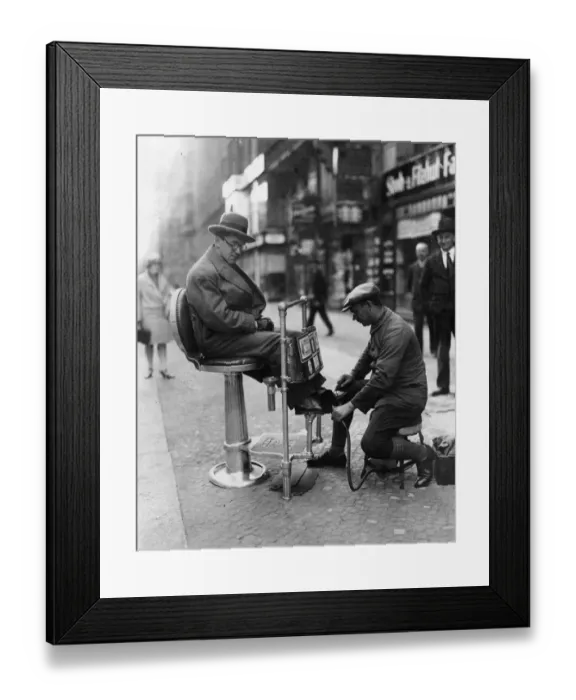 Framed Print : Shoeshine Machine