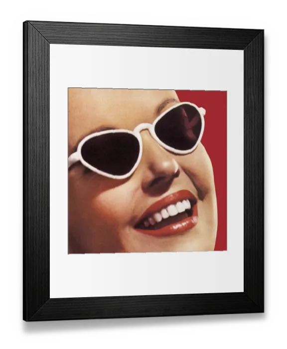 Framed Print : Closeup of Smiling Face with Sunglasses Framed Print : Closeup of Smiling Face with Sunglasses