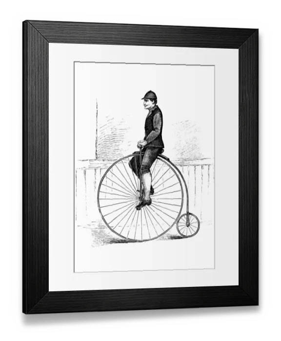 Framed Print : Penny farthing bicycle - first exercise Framed Print : Penny farthing bicycle - first exercise