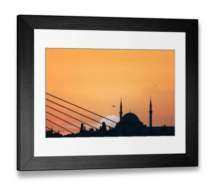 Framed Print : silhouette of Mosque and bridge at sunset, Istanbul, Turkey Framed Print : silhouette of Mosque and bridge at sunset, Istanbul, Turkey