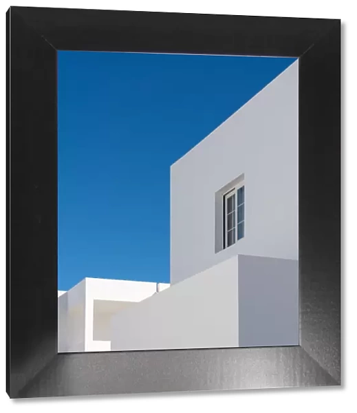 Modern Minimalism Architecture, buildings details with blue sky and white walls
