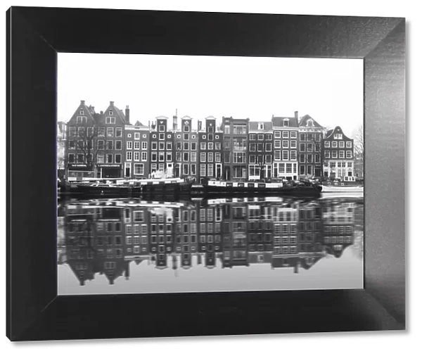 Beautiful reflections of Amsterdam in black and white
