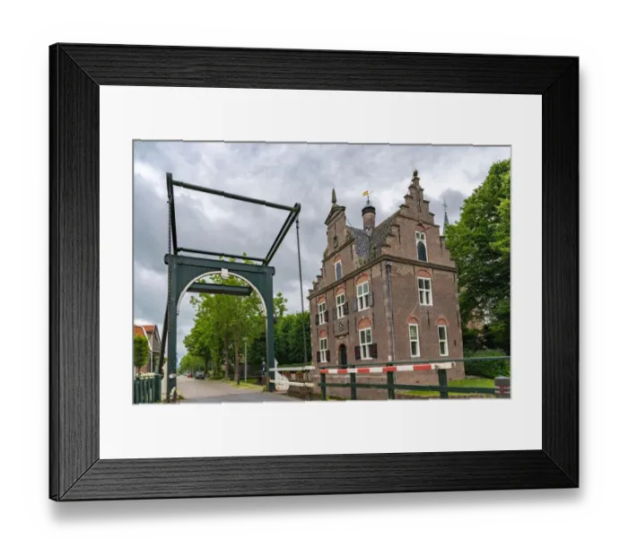 Framed Print : Traditional Dutch architecture and bridge