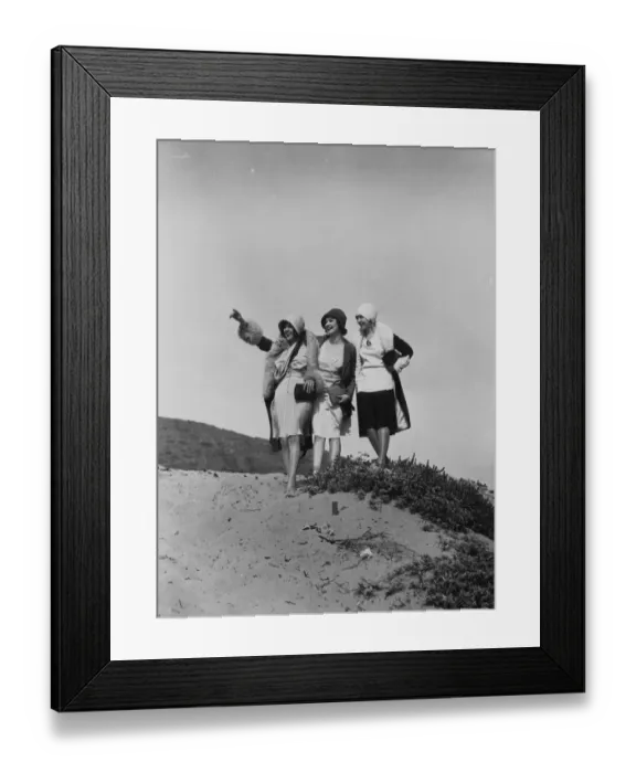 Framed Print : Flappers. circa 1928: A group of flappers on a beach Framed Print : Flappers. circa 1928: A group of flappers on a beach