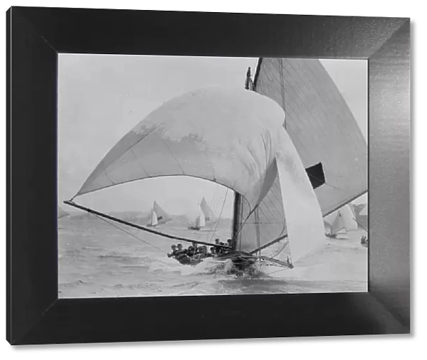 Full Sail. April 1929: A yacht with its sails bellowing in the wind