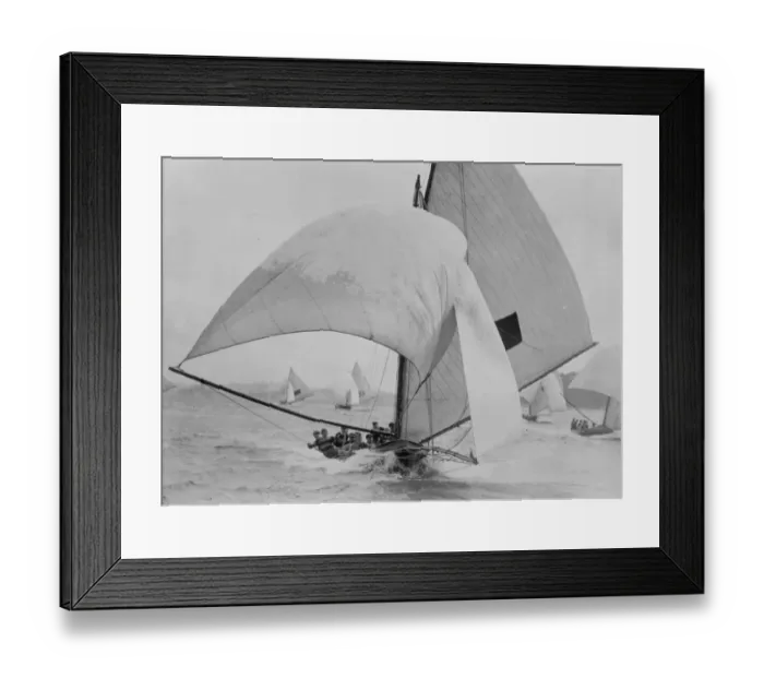 Framed Print : Full Sail. April 1929: A yacht with its sails bellowing in the wind