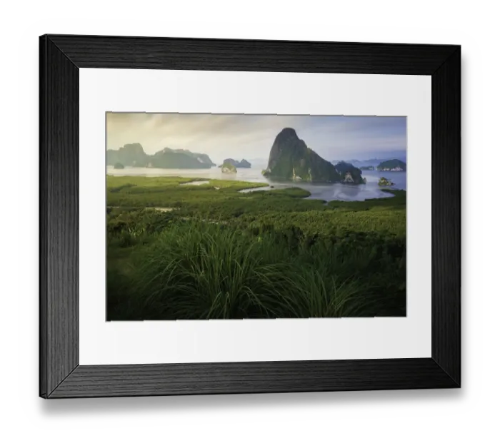 Framed Print : Landscape of limestone mountain in Phang nga bay, Southern of Thailand Framed Print : Landscape of limestone mountain in Phang nga bay, Southern of Thailand