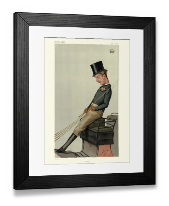Framed Print : Lord Carrington driving a carriage, Vanity fair caricature Framed Print : Lord Carrington driving a carriage, Vanity fair caricature