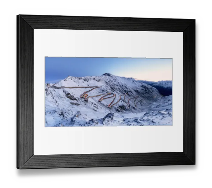 Framed Print : Car trails lights on bends of Stelvio Pass mountain road, South Tyrol, Italy Framed Print : Car trails lights on bends of Stelvio Pass mountain road, South Tyrol, Italy
