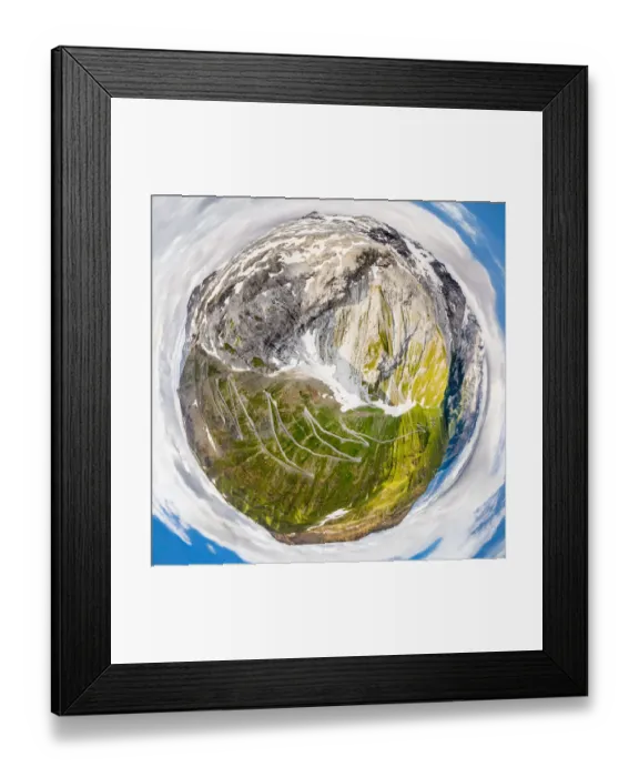 Framed Print : Passo dello Stelvio 360A HDR Little Planet