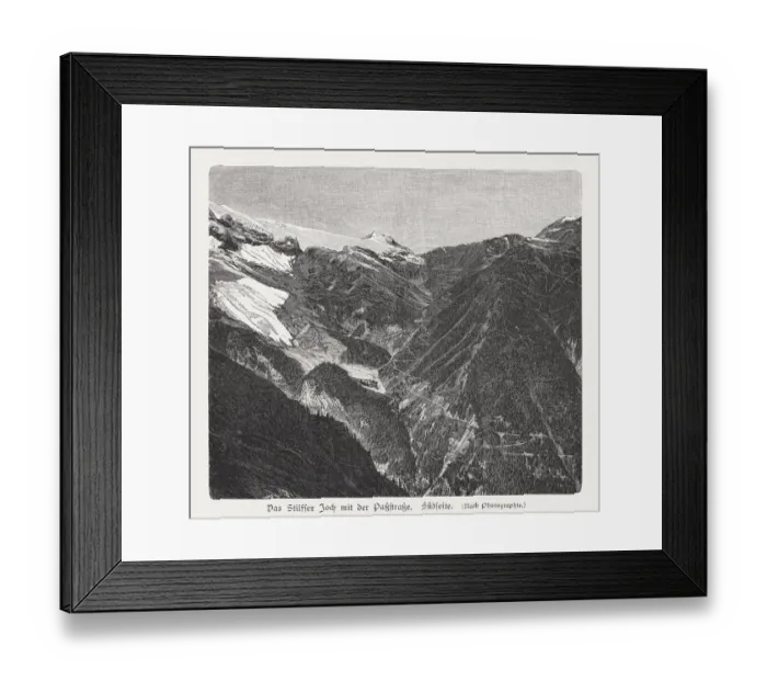 Framed Print : Stelvio Pass (Stilfser Joch), Italy, wood engraving, publisched in 1897 Framed Print : Stelvio Pass (Stilfser Joch), Italy, wood engraving, publisched in 1897