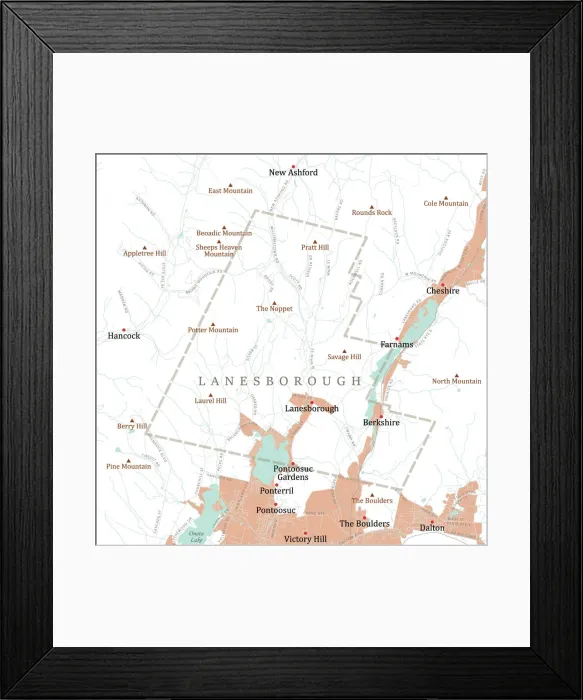 Framed Print : MA Berkshire Lanesborough Vector Road Map Framed Print : MA Berkshire Lanesborough Vector Road Map