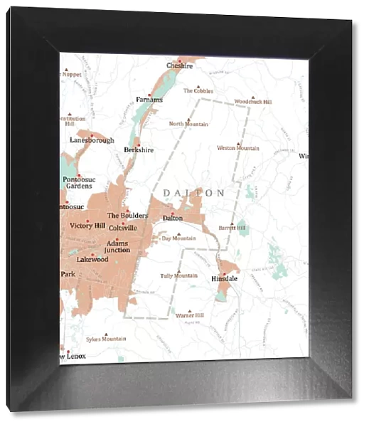 MA Berkshire Dalton Vector Road Map