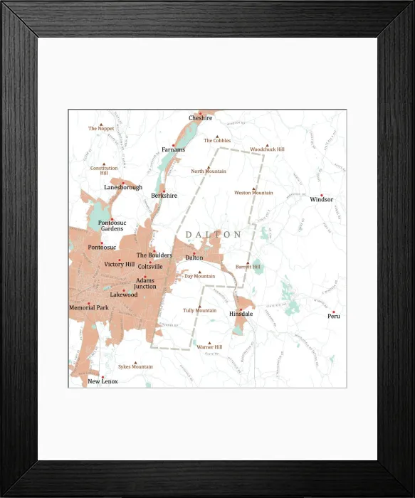 Framed Print : MA Berkshire Dalton Vector Road Map Framed Print : MA Berkshire Dalton Vector Road Map