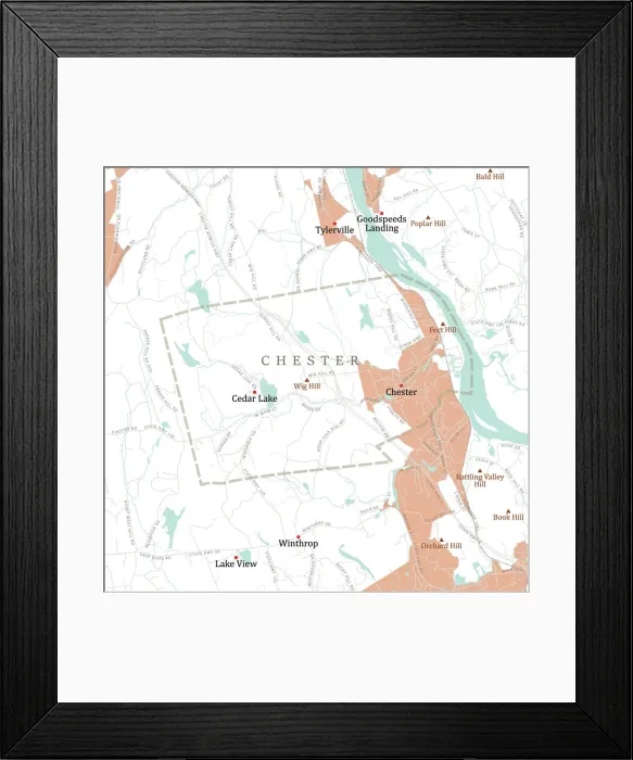 Framed Print : CT Middlesex Chester Vector Road Map Framed Print : CT Middlesex Chester Vector Road Map