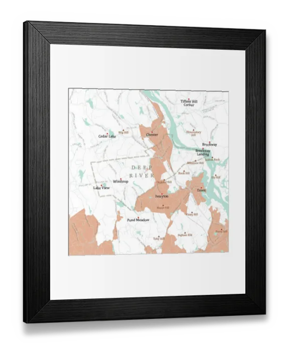 Framed Print : CT Middlesex Deep River Vector Road Map Framed Print : CT Middlesex Deep River Vector Road Map
