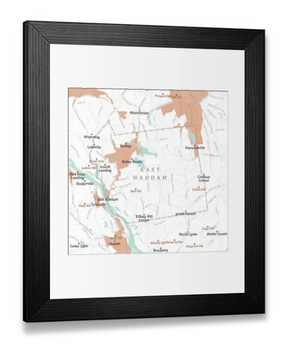 Framed Print : CT Middlesex East Haddam Vector Road Map Framed Print : CT Middlesex East Haddam Vector Road Map