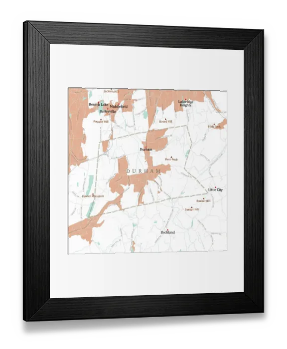 Framed Print : CT Middlesex Durham Vector Road Map Framed Print : CT Middlesex Durham Vector Road Map