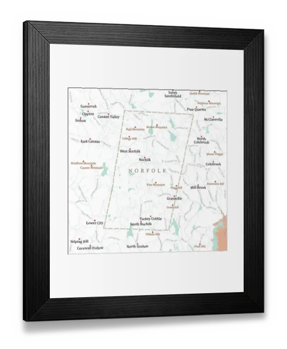 Framed Print : CT Litchfield Norfolk Vector Road Map Framed Print : CT Litchfield Norfolk Vector Road Map