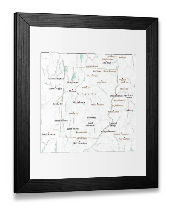 Framed Print : CT Litchfield Sharon Vector Road Map Framed Print : CT Litchfield Sharon Vector Road Map