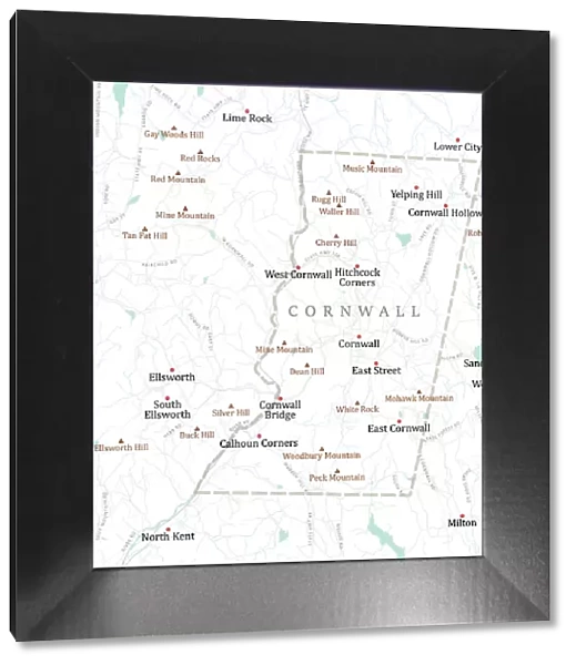 CT Litchfield Cornwall Vector Road Map