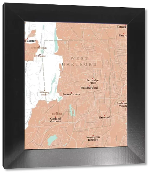CT Hartford West Hartford Vector Road Map
