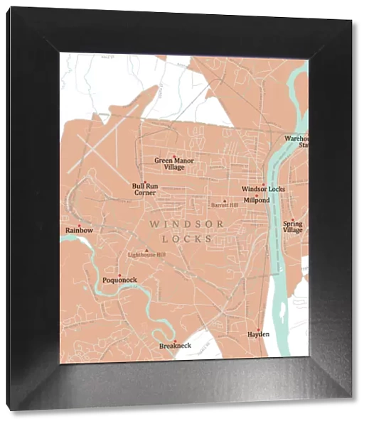 CT Hartford Windsor Locks Vector Road Map