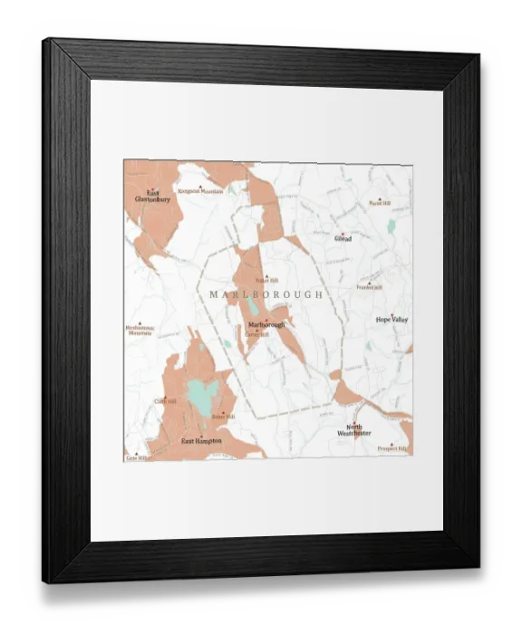 Framed Print : CT Hartford Marlborough Vector Road Map Framed Print : CT Hartford Marlborough Vector Road Map